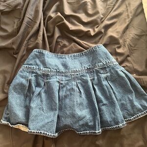 American Eagle Outfitters Blue Pleated Skater Mini Skirt